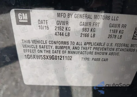 2016 Cadillac Cts Standard from USA, damaged, VIN 1G6AW5SX9G0121102